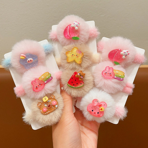 Children's plush hair bands for autumn and winter, cute girls, high-elasticity hair ties, baby hair ties, ponytail hair ties, and rubber bands full figure
