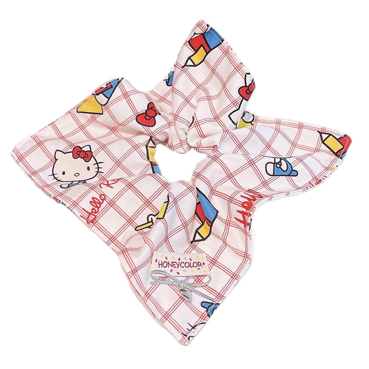Cute cartoon bow tie, large intestine hair band, square scarf, children's hair accessory, girl's hair tie, rubber band, little girl's hair tie Item Picture