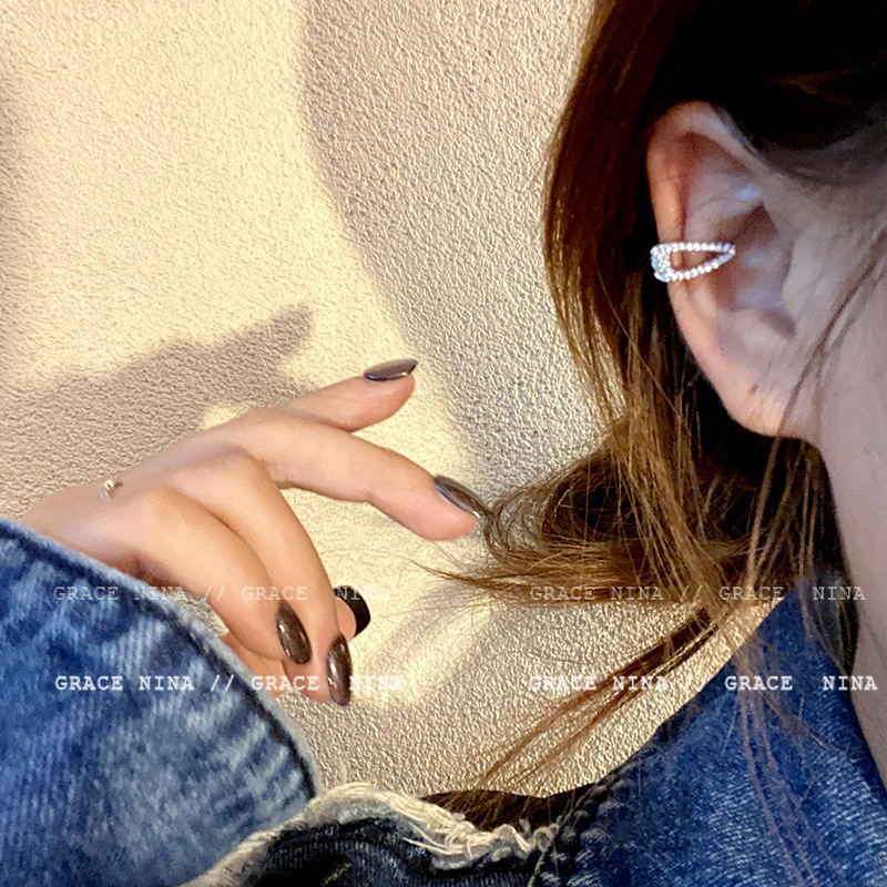 High-end micro-inset zircon ear clips, women's earless earrings, 2025 new trendy ear bone clips, versatile commuting earrings details Picture