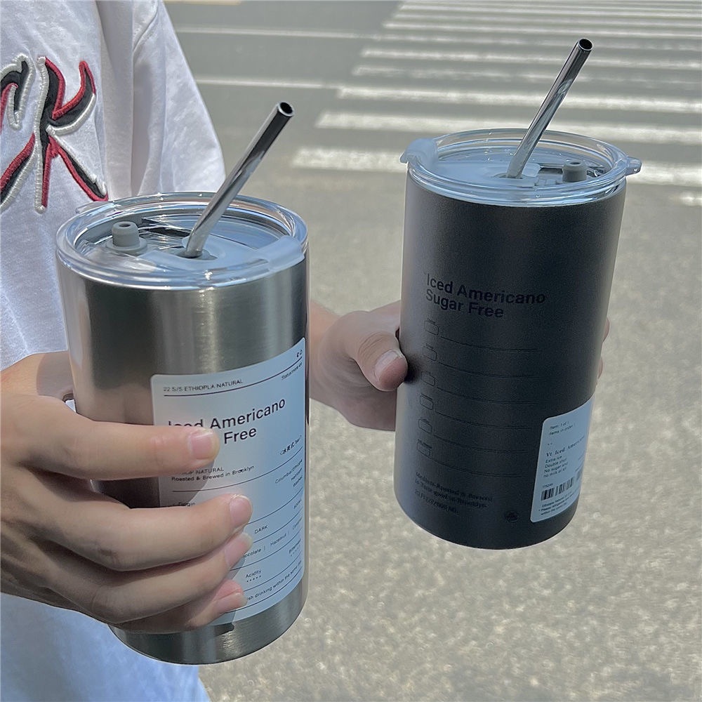 American-style coffee cup with 304 stainless steel sealing rings inside and outside for heat and cold preservation, 600ml simple water cup details Picture