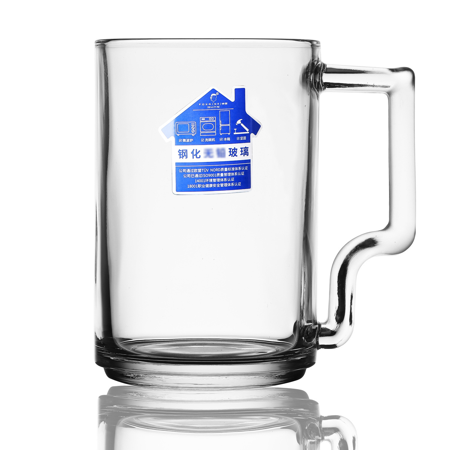 POUGINE crystal Creative Glass Cup, transparent handle cup, Beer mug, heat-resistant water cup, tea cup BJB525 Item Picture