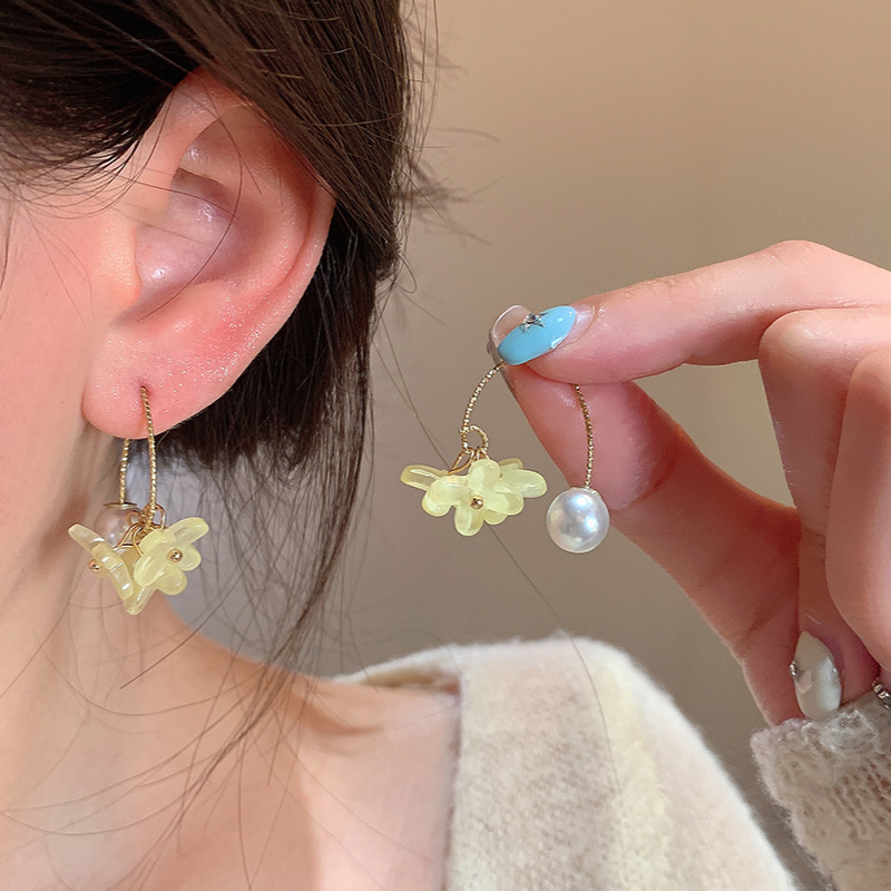 Super fairy osmanthus pearl earrings for women, spring, fresh and sweet style earrings, niche design, light luxury style earrings details Picture
