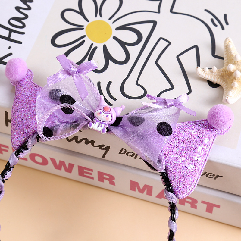 Children's Kulomi false hair band, girls' Sanrio braid headband, baby princess headwear, crown ribbon headband Specification drawing