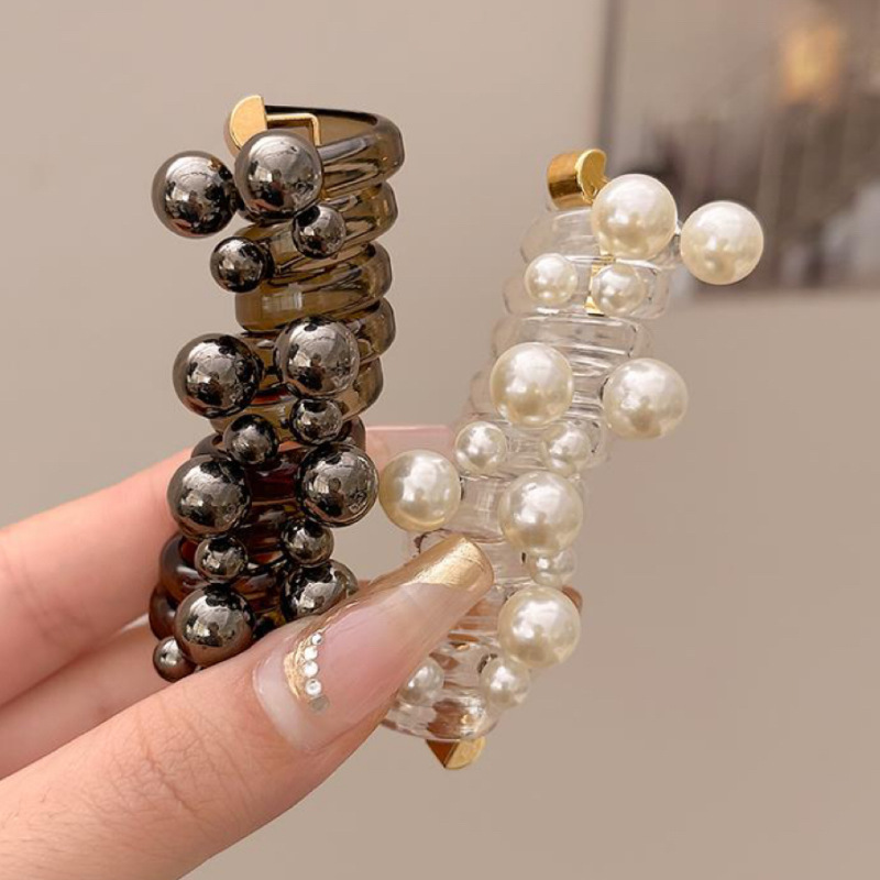 Fashionable pearl telephone line hair tie, high ponytail hair band, elegant bubble braid, hair braiding tool, ponytail hair accessory, headwear Specification drawing