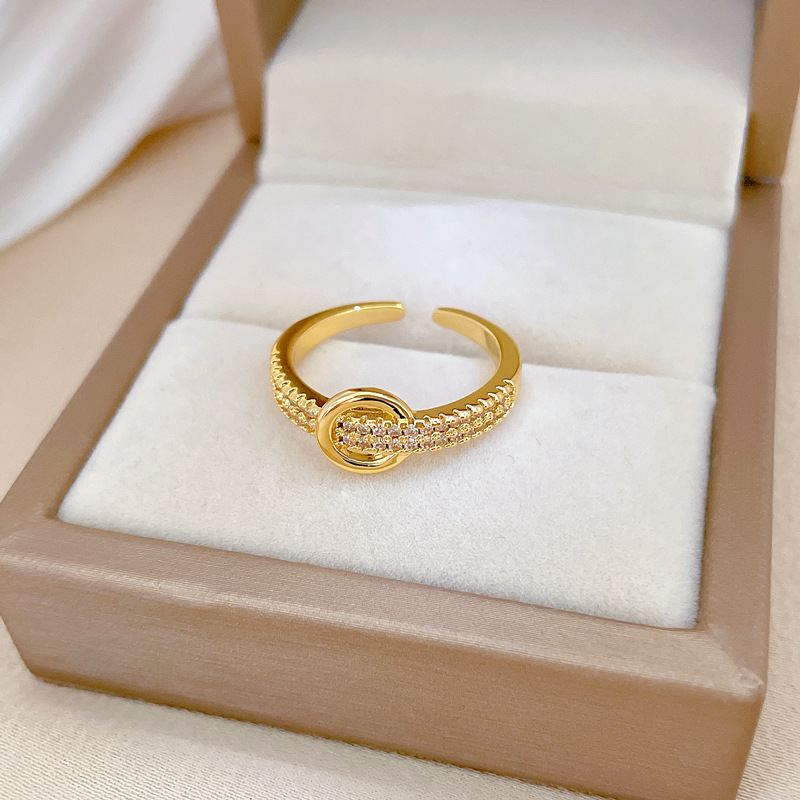 【 Real Gold 】 Circular light luxury Full diamond ring with adjustable opening, simple jewelry, Japanese-style ring couple rings Specification drawing