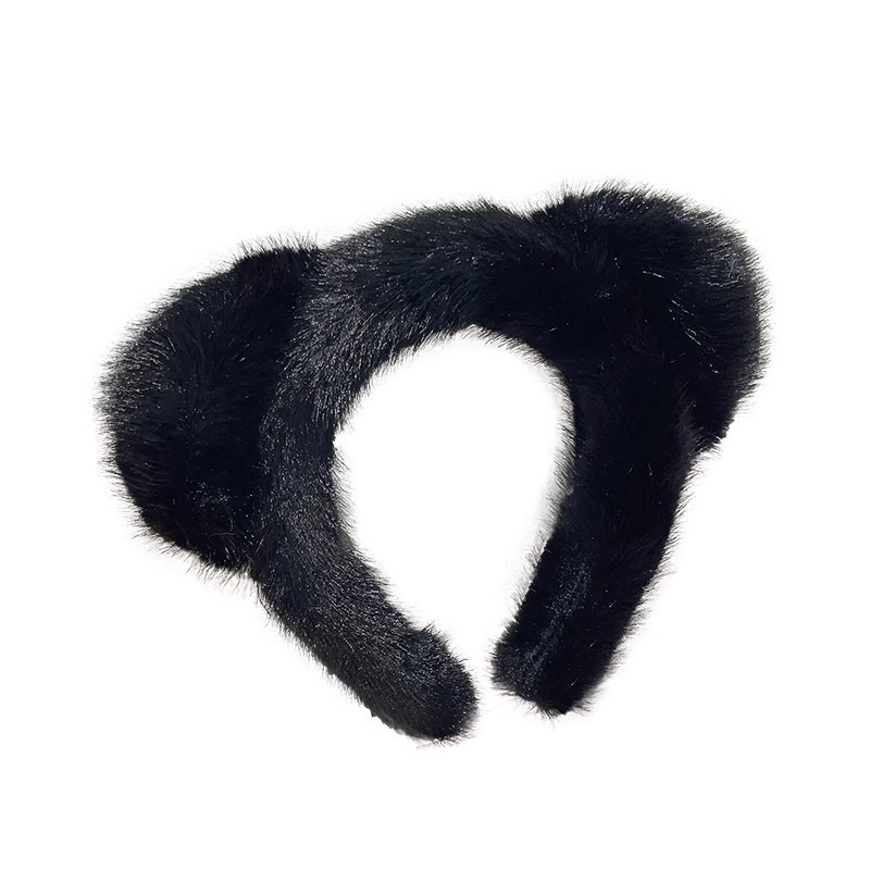 Autumn and winter atmosphere, faux mink plush headband, high-end, sweet and cute, little bear ears, face-washing headband, headwear for women Item Picture