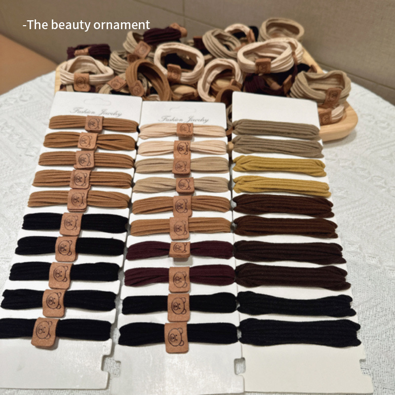 Simple, high-elasticity, seamless bear hair tie, leather band, women's hair tie, durable high ponytail headwear, hair tie and leather cover Specification drawing