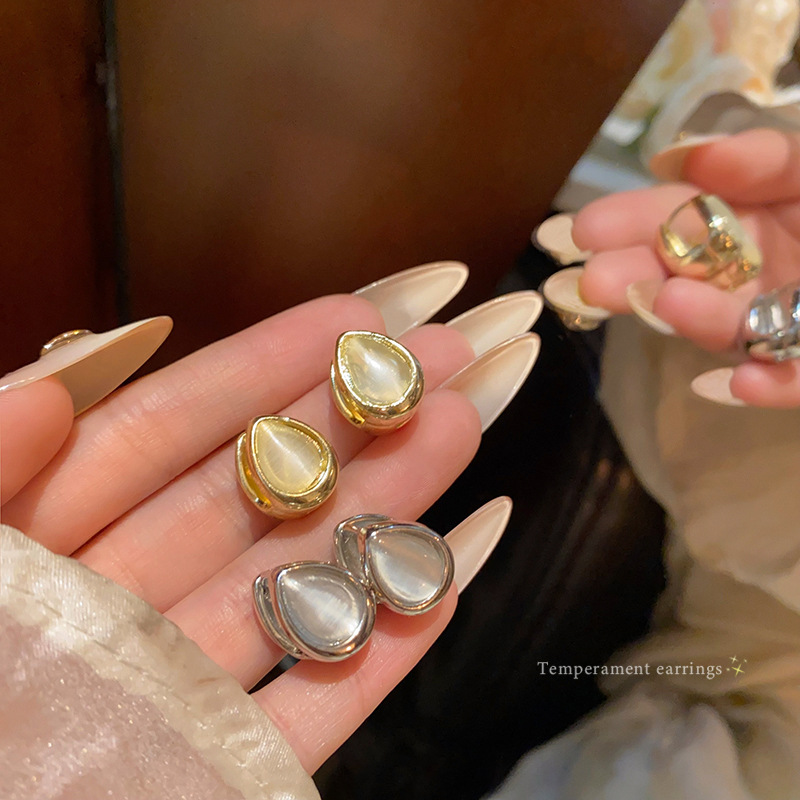 Instags-style simple double-sided teardrop ear buckle women's 2024 new best-selling, niche and light luxury earrings and commuter earrings wholesale full figure