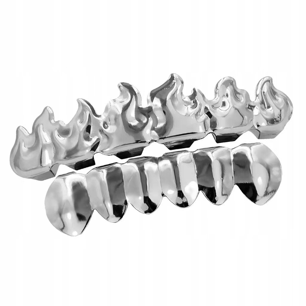 The new cross-border hip-hop flame braces metal are selling well. HIPHOP hip-hop gold braces Halloween gold teeth decoration Item Picture