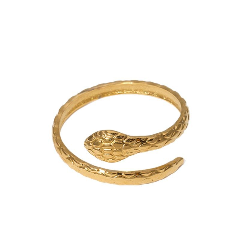 Stainless steel open snake-shaped ring for women, dark Gothic style, anti-fading, cross-border bestseller, niche design, high-end Item Picture
