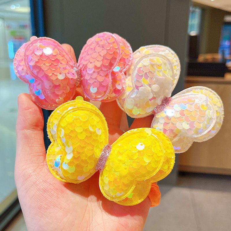 Sequined butterfly hair tie, children's hair band, no damage to hair, butterfly tie high ponytail hair tie, girls' rubber band headwear details Picture