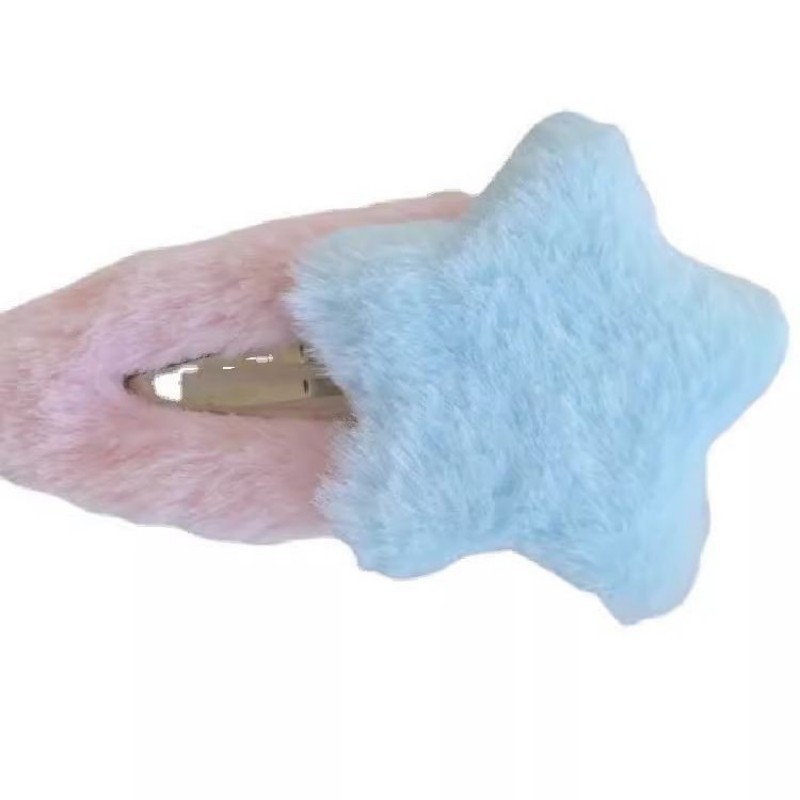 Autumn and winter plush dopamine star hair clips, cute and sweet five-pointed star hair clips, bb clips, side broken hair bangs clips Item Picture