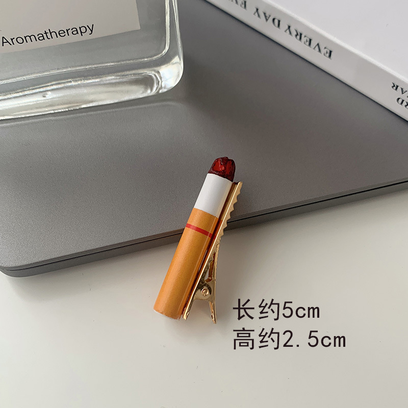 Funny and creative cigarette hairpins, female personality and fun simulation cigarette butts, duckbill clips, side bangs clips, hairpins and headwear Application Scenario