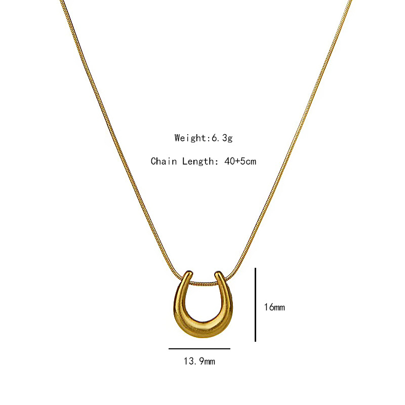 European and American stainless steel hollow horseshoe snake bone necklace for women, a niche and elegant light luxury collarbone chain, a popular and non-fading accessory Item Picture