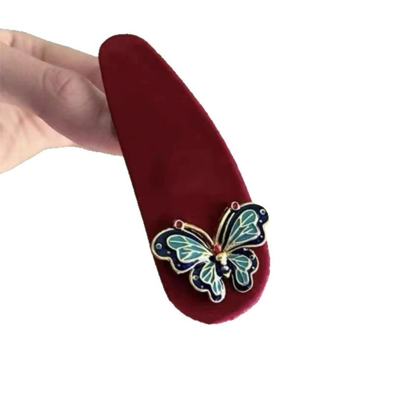 New Chinese-style retro velvet butterfly BB clip, high-end and elegant, side clip of bangs, broken hair clip headwear, women's Chinese-style hair clip Item Picture