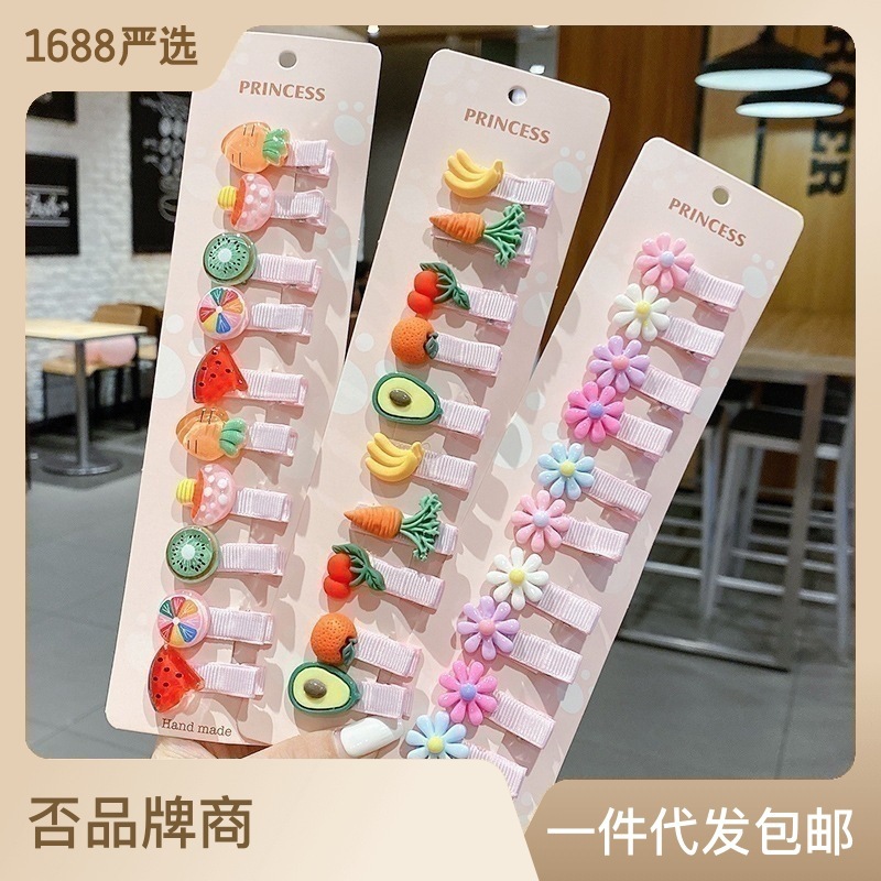 Children's hair clips with cartoon edges, small hair clips, cute little girls, side clips for infants and toddlers, no hair damage, duckbill clips for girls details Picture