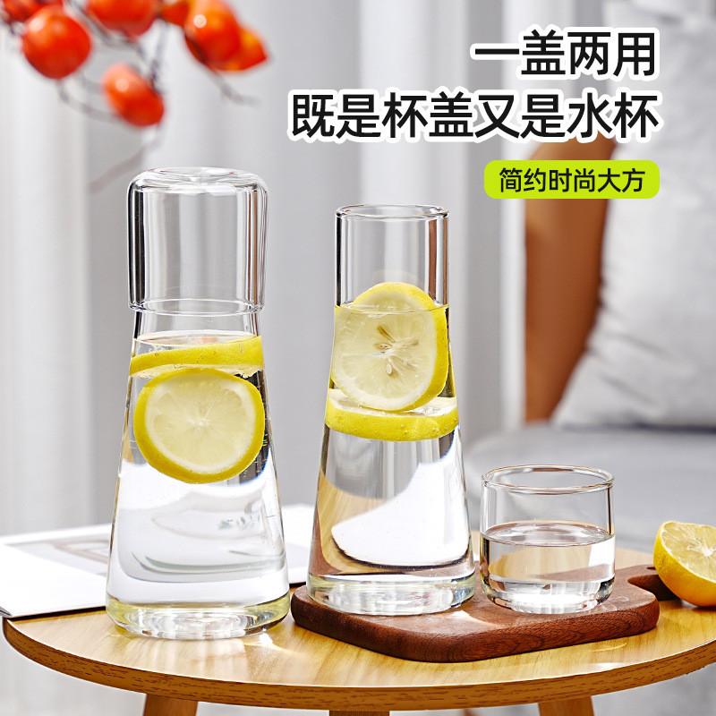 Wholesale high borosilicate cold water cups and kettles, large-capacity handless high-temperature resistant glass drinking water kettles, transparent glass vertical pattern water kettles Specification drawing
