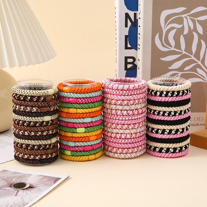 Wholesale 15 canned braided hair ties for women, basic color matching without damaging hair, high elasticity, thickened high ponytail leather band Application Scenario