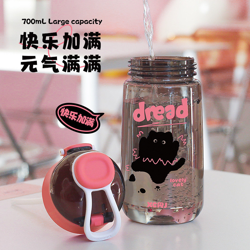 A creative double-drinking plastic cup for students, cute children's water cup, high appearance level, portable and lightweight, new straw cup Application Scenario
