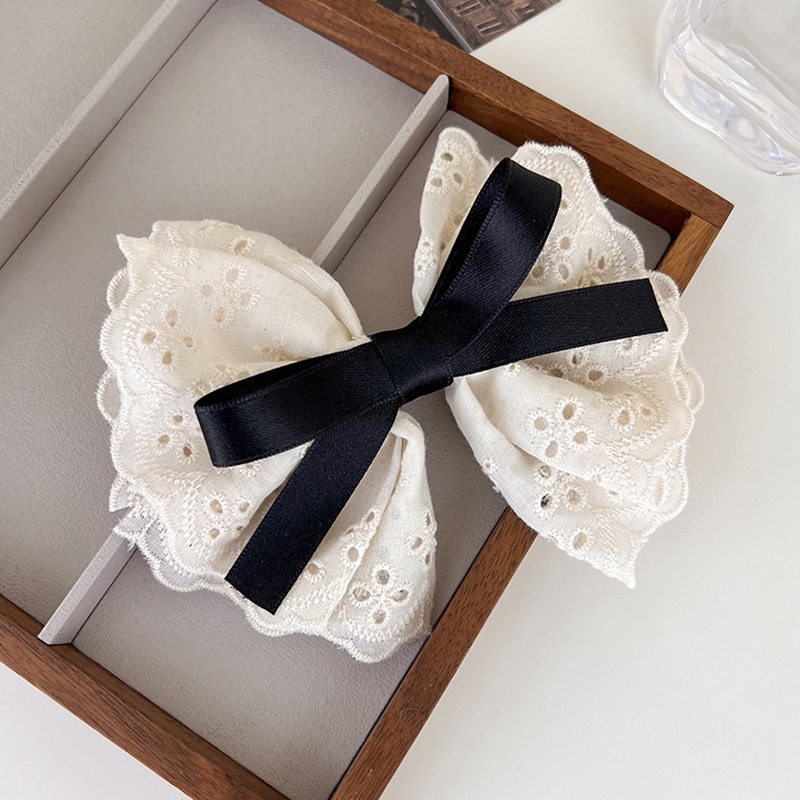 Elegant Korean-style large bow hair clip, sweet French lace hair clip at the back of the head, new style for early spring 2023 details Picture