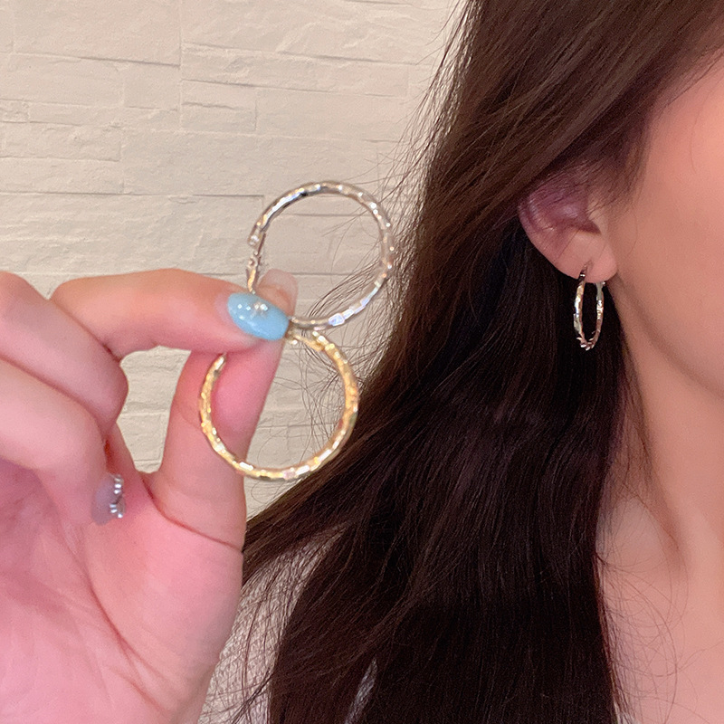 Simple and delicate silver circle earrings for women, a new bestseller in 2025, with a high-end feel. The ear loops and ear rings are niche design earrings Application Scenario