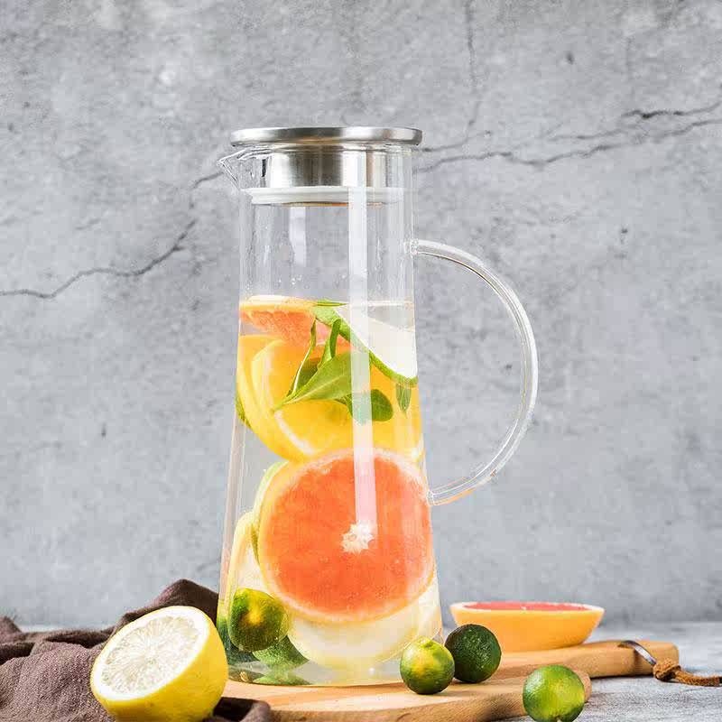 Thickened glass cold water kettle, large-capacity summer juice lemon cup, explosion-proof and high-temperature resistant large cold boiled water kettle details Picture