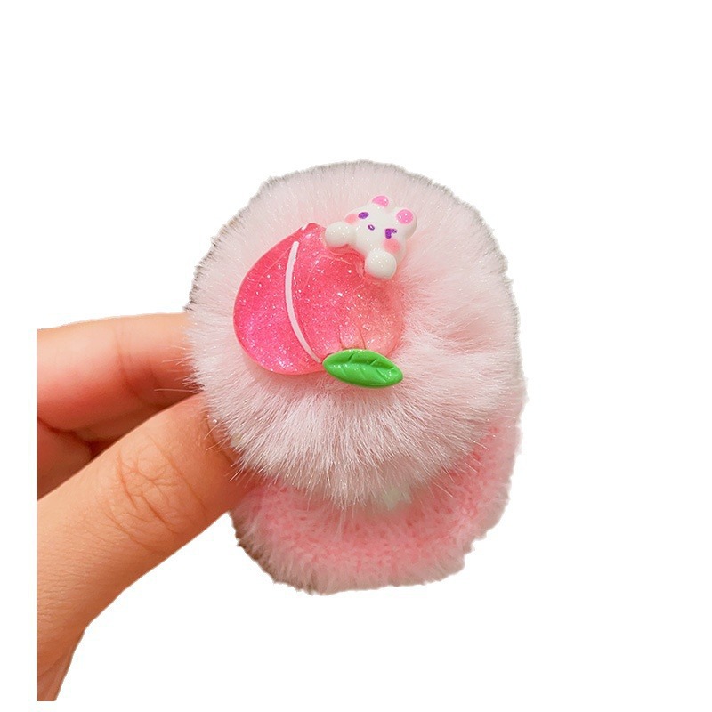 Children's plush hair bands for autumn and winter, cute girls, high-elasticity hair ties, baby hair ties, ponytail hair ties, and rubber bands Item Picture