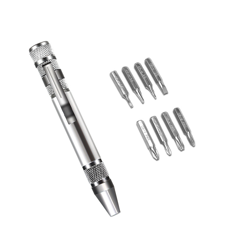 Multi-functional eight-in-one screwdriver, aluminum alloy combination, disassembly pen, maintenance screwdriver, cross flat-head screwdriver undefined
