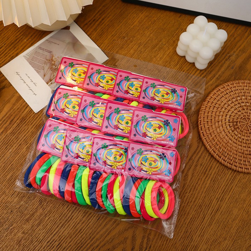 Cross-border direct sales Korean version high-elasticity solid color hair tie that won't damage hair, 72 nail card bag, seamless towel band hair tie details Picture