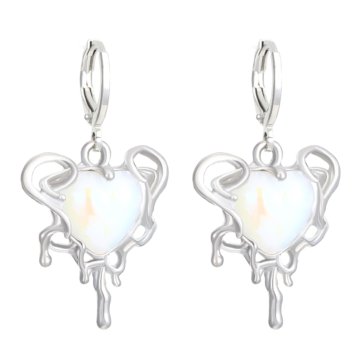 European and American cross-border heart-shaped star four-pointed star earrings, high-end, simple and light luxury autumn and winter earrings for women wholesale Item Picture