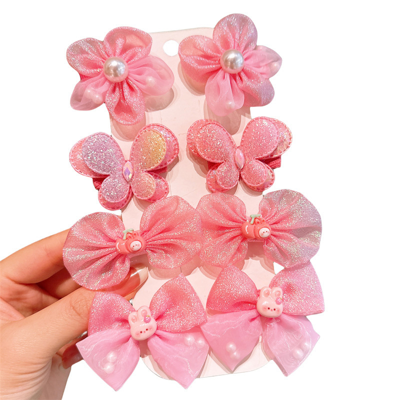 Super fairy bow hair clip, children's hair accessory, popular gradient gauze flower hair clip, girls' side bangs hair accessory Item Picture