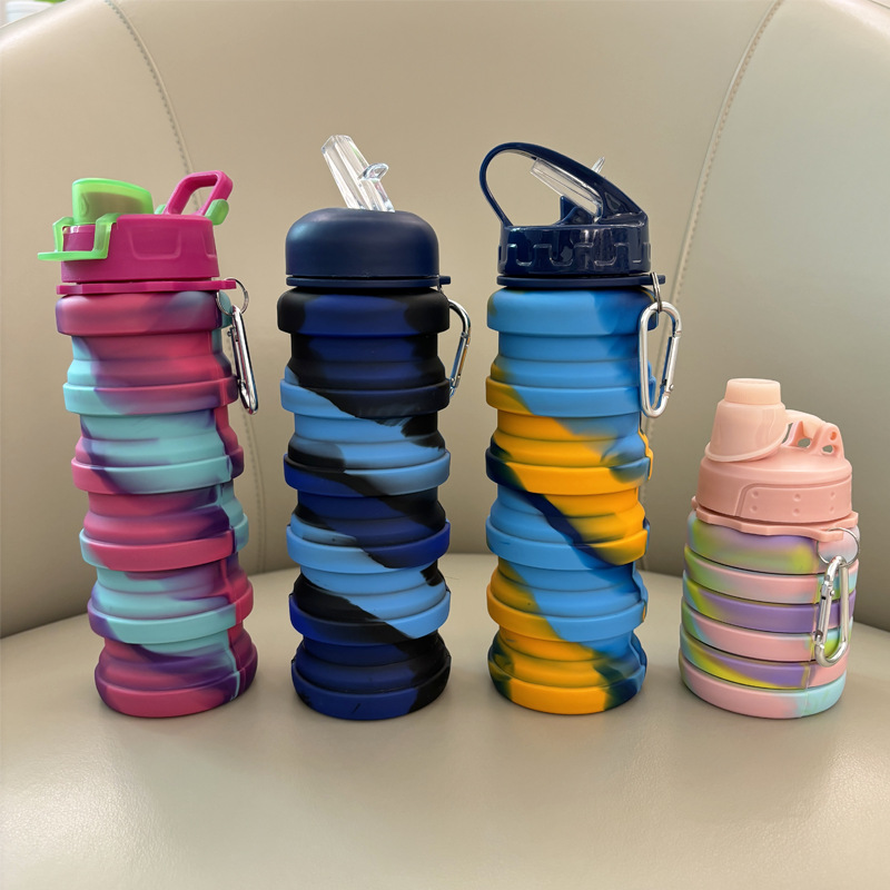 Wholesale sports silicone folding water bottles, food-grade water bottles, and sports outdoor retractable cups from the manufacturer full figure