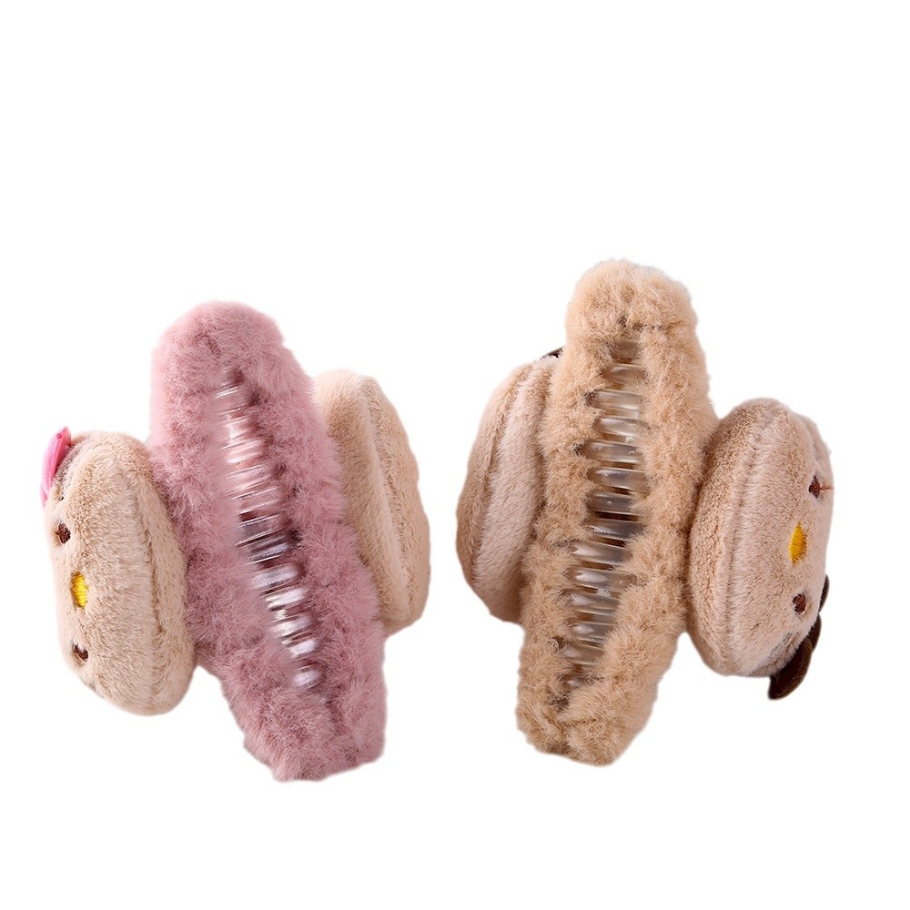 New Korean version sweet girl double-sided kt bow plush grab clip, cartoon cute shark clip, high appearance level hair clip Item Picture
