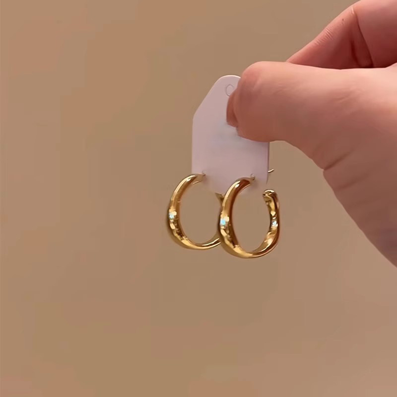 Cold and stylish commuting plain hoop earrings, niche design, high-end feel, geometric stud earrings, women's 925 silver needle Application Scenario