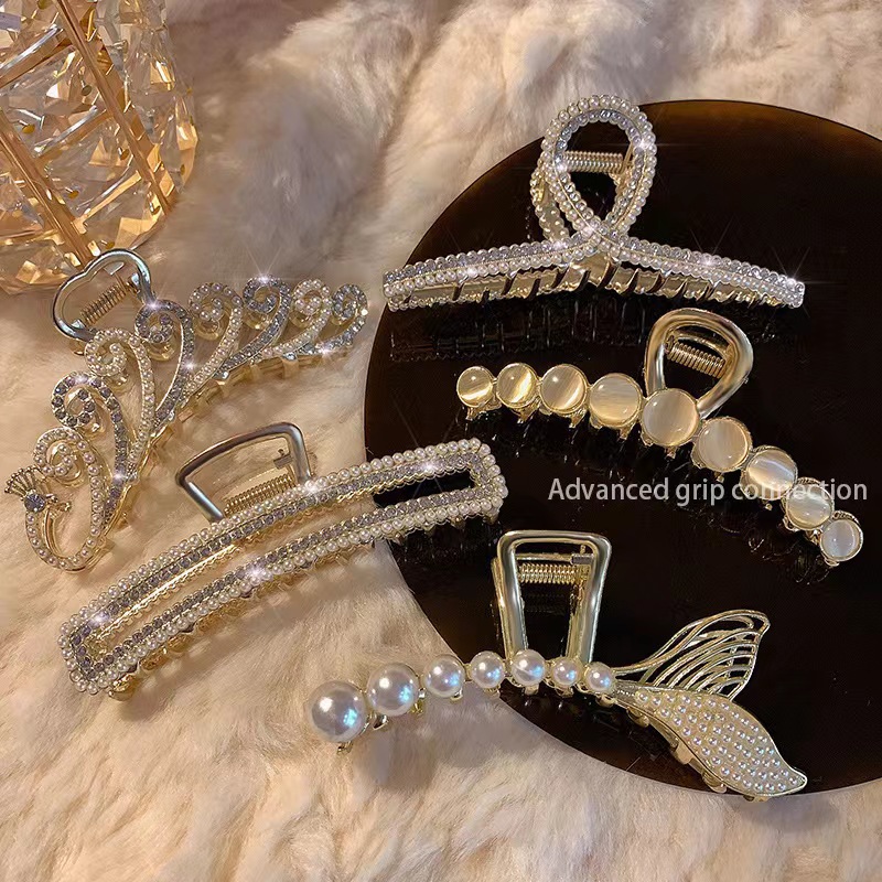 High-end, light luxury metal grabber for the back of the head, a popular 2025 new shark clip, extra-large high-end hairpin Specification drawing