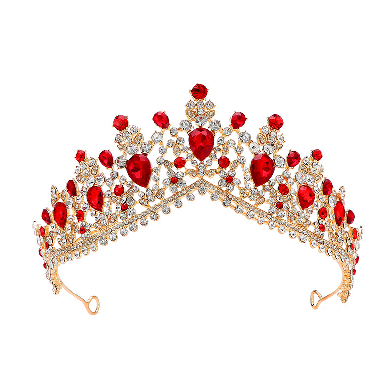 Colorful rhinestone large crown European and American birthday party crown hair band light luxury rhinestone birthday hair band bride's wedding Item Picture