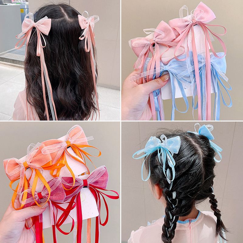 Children's super fairy-like bow ribbon hair clips, baby Chinese-style braided hair headwear, girl ancient-style Hanfu hair clips and hair accessories Application Scenario
