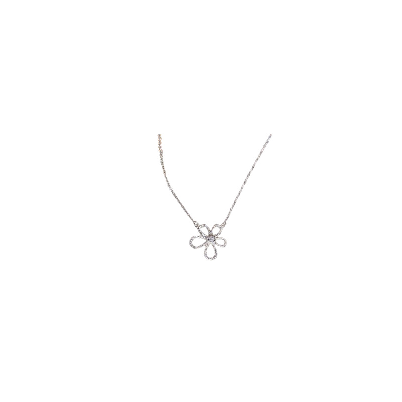 925 silver Korean version Instagram niche texture hammer patterned sunflower stud ring necklace collarbone chain Item Picture