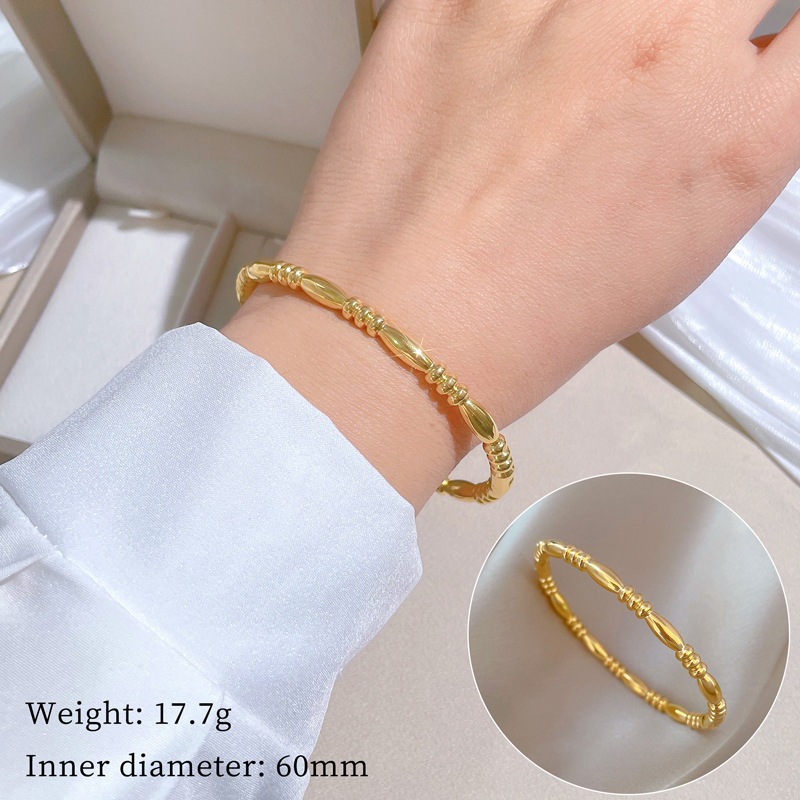 【 All-Titanium Steel 】 Zen staff, European and American INS style titanium steel bracelet, minimalist cross-border retro fashion stainless steel jewelry full figure