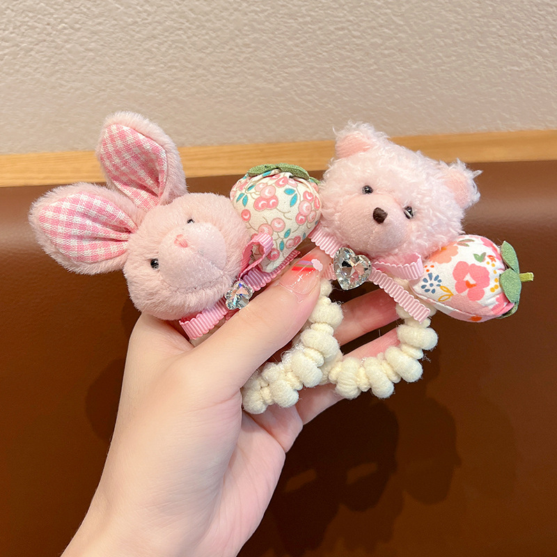 Cute plush rabbit, little bear, children's hair band, sweet little girl, high elastic elastic band, baby won't damage the hair tie Specification drawing