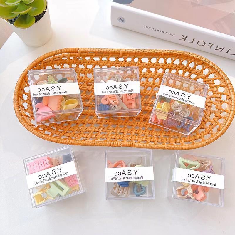 Wholesale of 10 mini children's hair clips, square hair clips, back head clips, acrylic shark hair clips, hair grips and headwear Specification drawing