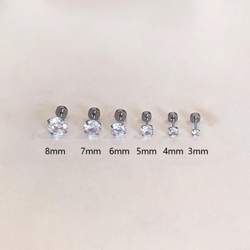 The super shiny white zircon ear bone stud from Japan and South Korea exudes a light luxury and high-end feel. It features flat-bottled screw ear stud and sleeping rabbit ear stud removal details Picture