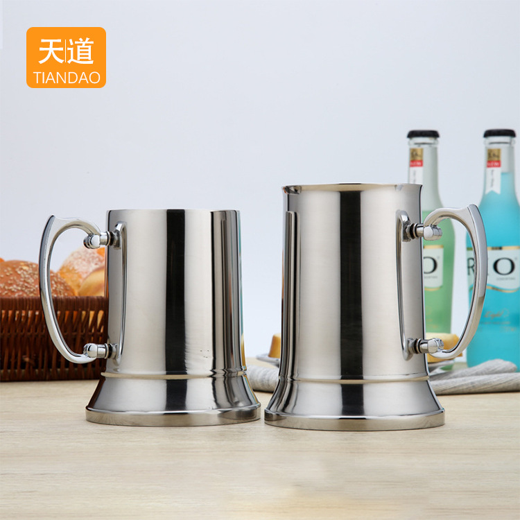 Stainless steel double-layer beer mug, 500ml, cocktail, cola, coffee, cold drink cup, restaurant and bar wine ware full figure