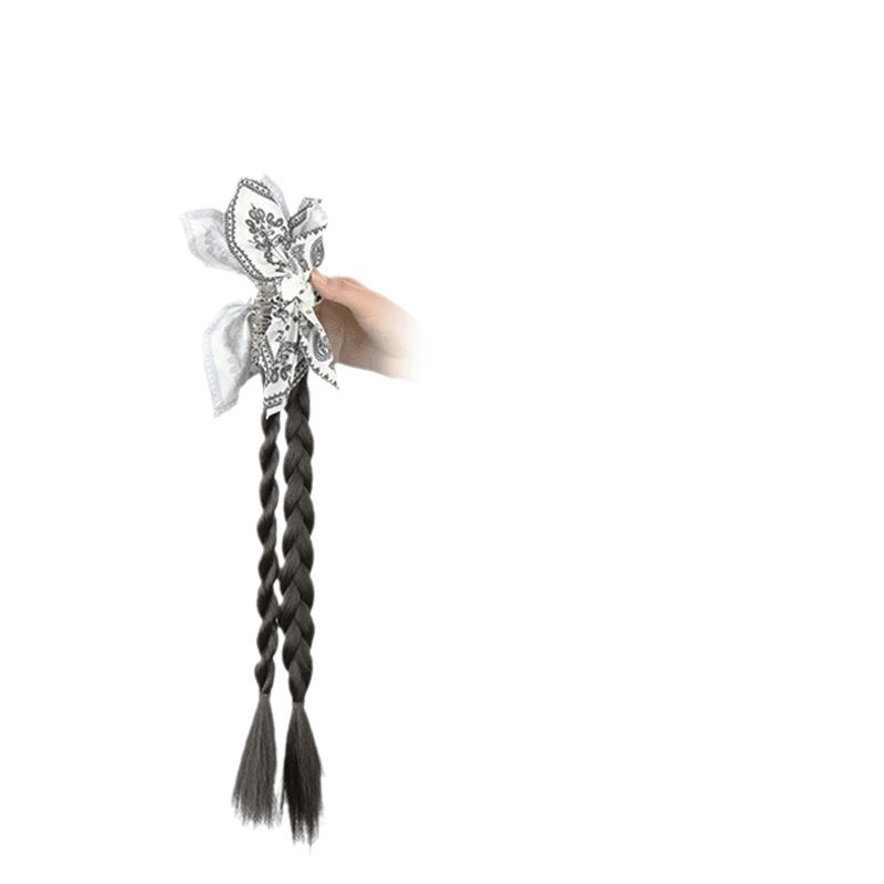 Cashew flower scratch-clip boxing braid, false braid, high ponytail, realistic high-end style, double-sided artistic painting dyed hair accessory Item Picture