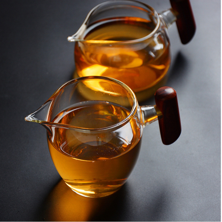 Muque Fair Cup, Japanese-style glass heat-resistant wood, fair cup, kung Fu tea set, tea ware, tea sea, tea set accessories Specification drawing