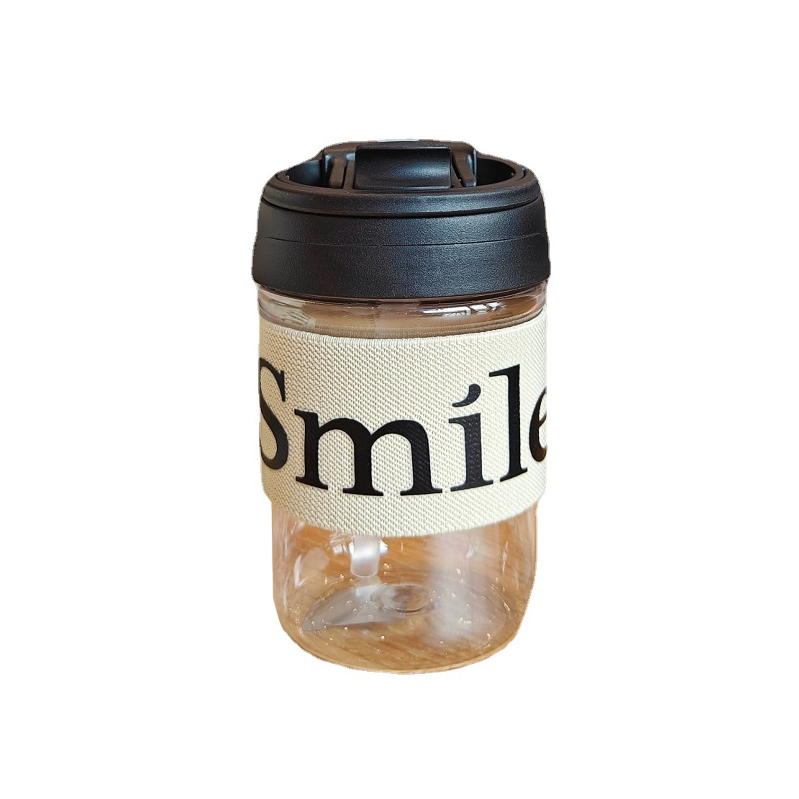 Simple plastic cups, double-drinking, anti-scalding, high appearance level, English coffee cups, fashionable and portable, hand-held straw water cups wholesale Item Picture