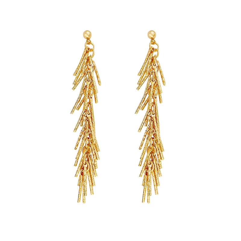 Korean-style wheat ear tassel stud earrings with a feminine and high-end feel, long and elegant earrings for socialites, and personalized internet-famous earrings Item Picture