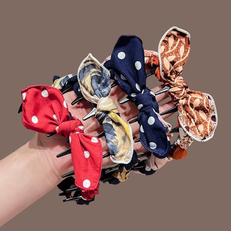 High-end polka dot bow with teeth hair band, anti-slip headband for women's high head pressure, new style hair tie and hair accessory Application Scenario