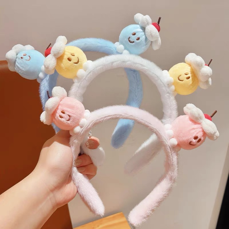 Cream cake ~ Cartoon cherry plush hairband, high hair clip on the top of the head, headband, face wash, mask, hair accessory, autumn and winter full figure