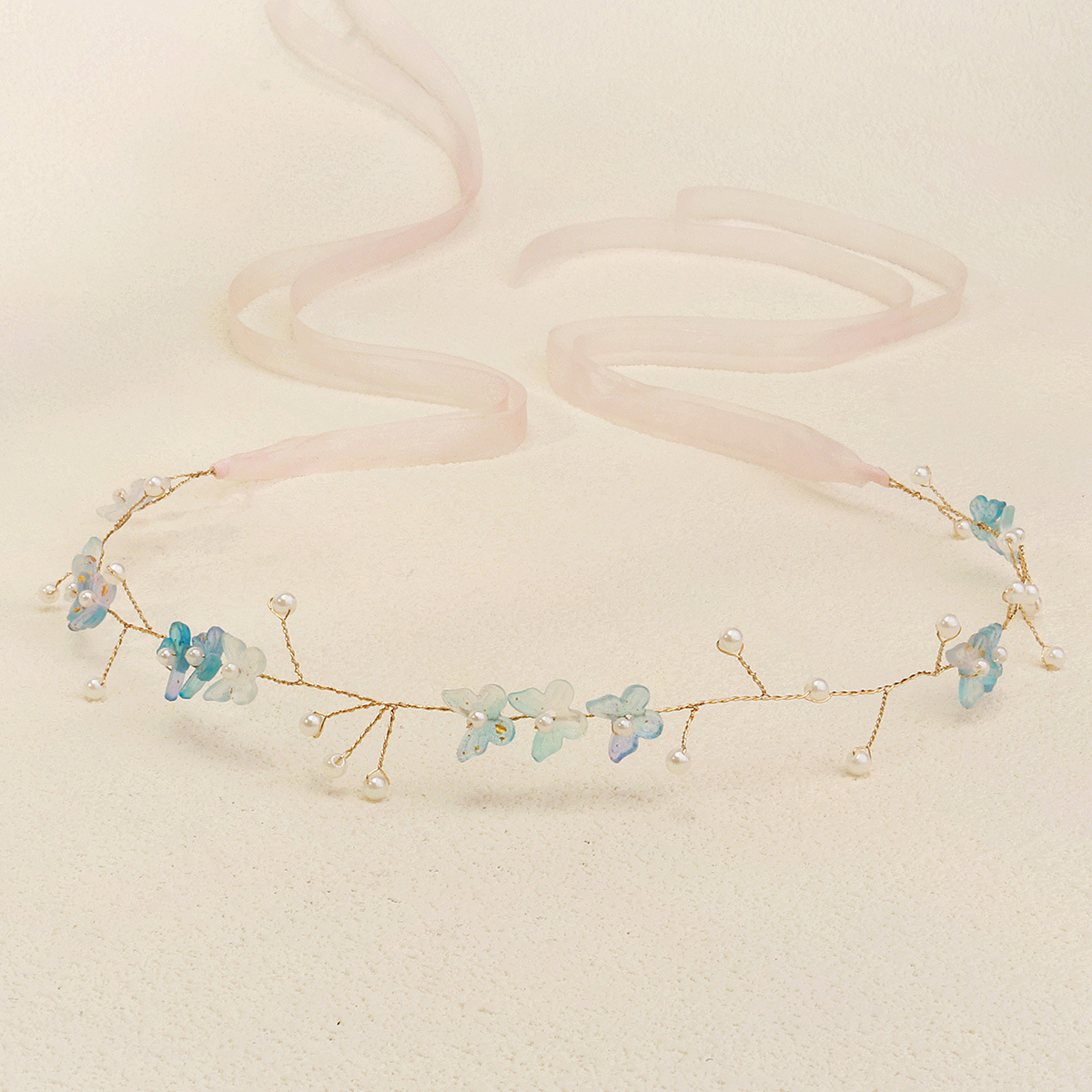 Korean-style simple bride hair bands, ancient-style beautiful pearl beaded hair accessories, forest-style handcrafted butterfly braided hair bands wholesale details Picture